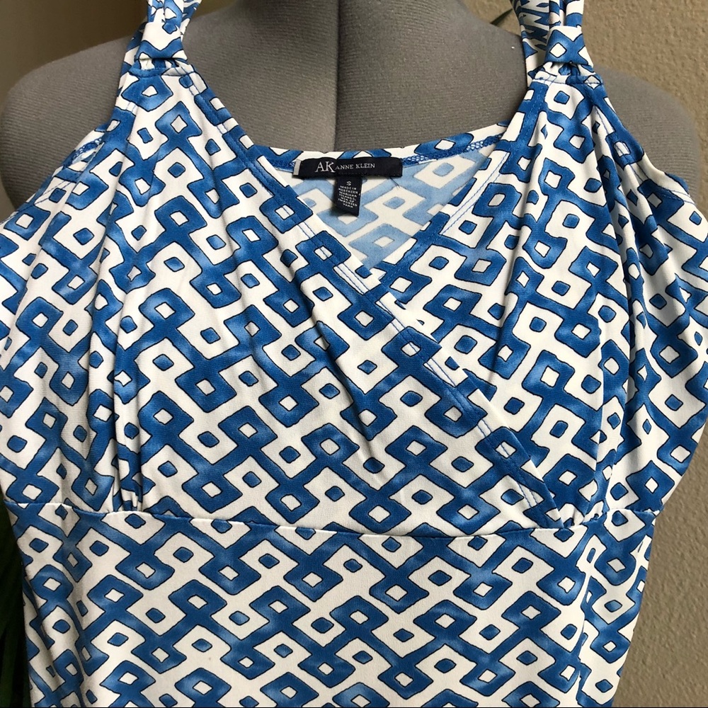 🇺🇸 Anne Klein Sleeveless Blue and White Dress, Size S - Picture 3 of 5